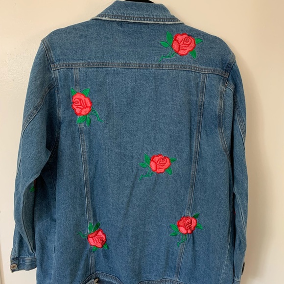 rose patch denim jacket